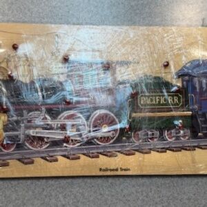 Vintage Shure Wood Puzzle Jumbo 24piece Railroad Train Peg Steam Coal Pullman